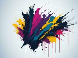 AI generated Abstract colorful splatter, paint, brush strokes watercolor, stain grunge isolated on clear background, colored spray, with different colors photo