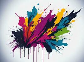 AI generated Abstract colorful splatter, paint, brush strokes watercolor, stain grunge isolated on clear background, colored spray, with different colors photo