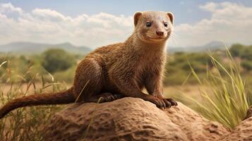 AI generated Banded mongoose natura animal wallpaper background photo