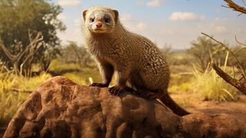 AI generated Banded mongoose natura animal wallpaper background photo