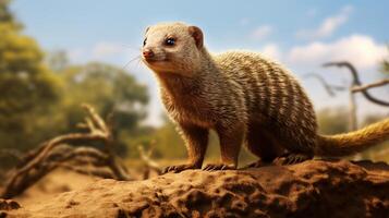 AI generated Banded mongoose natura animal wallpaper background photo