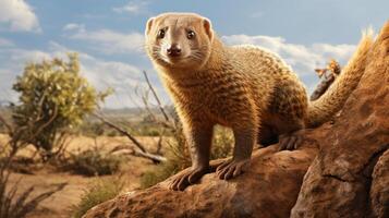 AI generated Banded mongoose natura animal wallpaper background photo