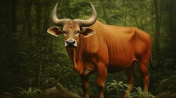 AI generated Banteng natura animal wallpaper background photo