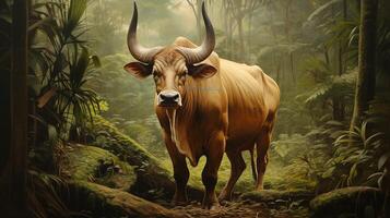 AI generated Banteng natura animal wallpaper background photo