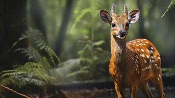 AI generated Barking deer natura animal wallpaper background photo