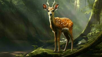 AI generated Barking deer natura animal wallpaper background photo