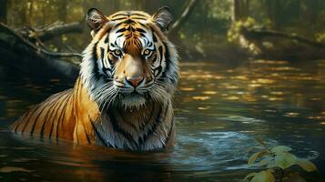 AI generated Bengal tiger natura animal wallpaper background photo