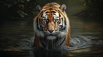 AI generated Bengal tiger natura animal wallpaper background photo