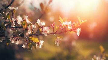 AI generated Captivating banner design featuring cheey blossoms photo