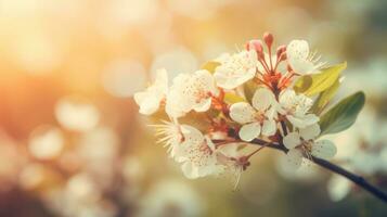 AI generated Captivating banner design featuring cheey blossoms photo