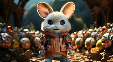 AI generated View of Easter Rabbit Standing in the Season Spring Day photo