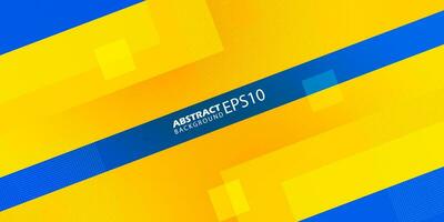 Abstract geometric yellow and blue banner background with simple overlap square shape. Colorful trendy 3d design. Bright and modern with overlap concept. Eps10 vector