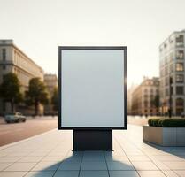 AI generated A blank advertisement mockup with city in the background. photo