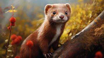 AI generated Japanese Weasel natura animal wallpaper background photo