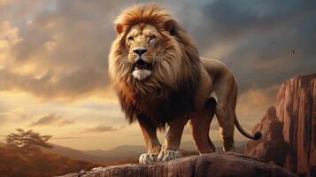 AI generated Lion natura animal wallpaper background photo