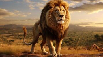 AI generated Lion natura animal wallpaper background photo