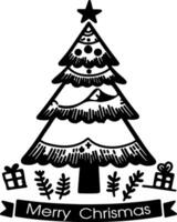 doodle line tiny christmas tree Vector illustration of hand drawn outlines silhouettes design on white background