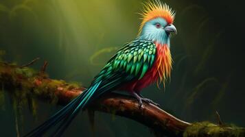 ai generado quetzal natura animal fondo de pantalla antecedentes foto