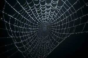 AI generated Spider Web Isolated in Black Background Ai Generative photo