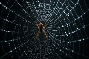 ai generado araña web aislado en negro antecedentes ai generativo foto