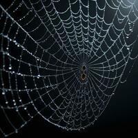 AI generated Spider Web Isolated in Black Background Ai Generative photo