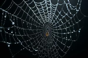 AI generated Spider Web Isolated in Black Background Ai Generative photo