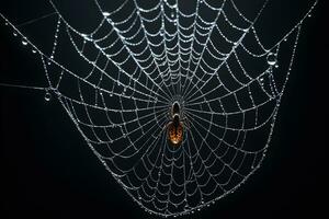 AI generated Spider Web Isolated in Black Background Ai Generative photo