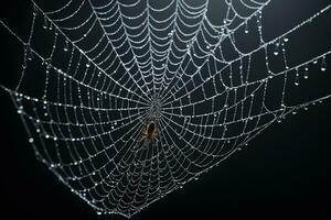 AI generated Spider Web Isolated in Black Background Ai Generative photo