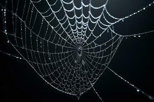 AI generated Spider Web Isolated in Black Background Ai Generative photo