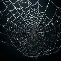 AI generated Spider Web Isolated in Black Background Ai Generative photo