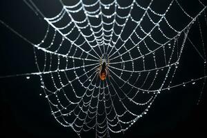 AI generated Spider Web Isolated in Black Background Ai Generative photo