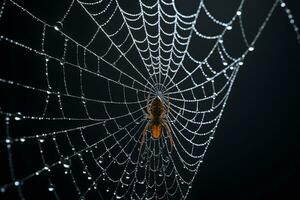 AI generated Spider Web Isolated in Black Background Ai Generative photo