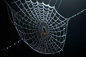 AI generated Spider Web Isolated in Black Background Ai Generative photo