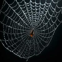 AI generated Spider Web Isolated in Black Background Ai Generative photo