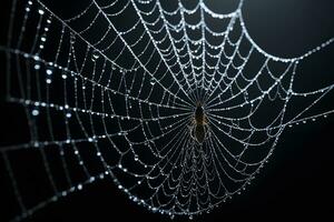 AI generated Spider Web Isolated in Black Background Ai Generative photo