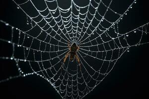 AI generated Spider Web Isolated in Black Background Ai Generative photo