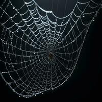 AI generated Spider Web Isolated in Black Background Ai Generative photo