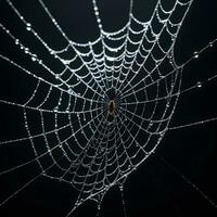 AI generated Spider Web Isolated in Black Background Ai Generative photo