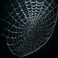 AI generated Spider Web Isolated in Black Background Ai Generative photo