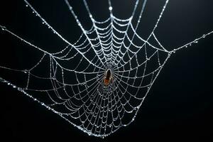 AI generated Spider Web Isolated in Black Background Ai Generative photo