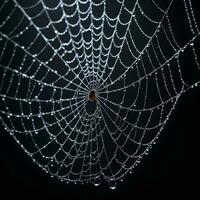 AI generated Spider Web Isolated in Black Background Ai Generative photo