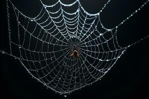 AI generated Spider Web Isolated in Black Background Ai Generative photo