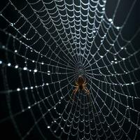 AI generated Spider Web Isolated in Black Background Ai Generative photo