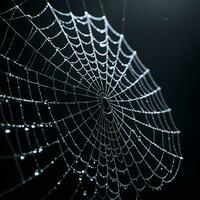 AI generated Spider Web Isolated in Black Background Ai Generative photo