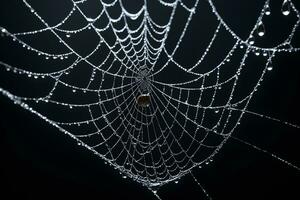 AI generated Spider Web Isolated in Black Background Ai Generative photo