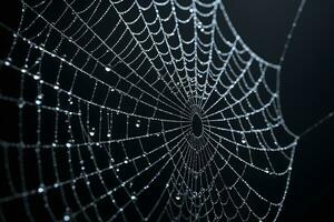 AI generated Spider Web Isolated in Black Background Ai Generative photo