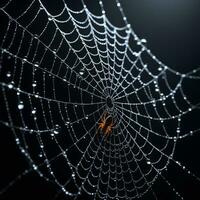 AI generated Spider Web Isolated in Black Background Ai Generative photo