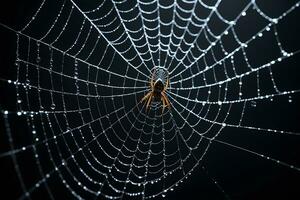 ai generado araña web aislado en negro antecedentes ai generativo foto