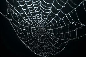 AI generated Spider Web Isolated in Black Background Ai Generative photo