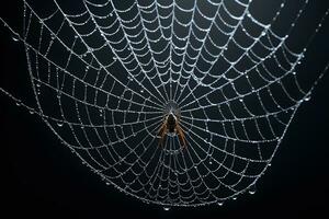 AI generated Spider Web Isolated in Black Background Ai Generative photo